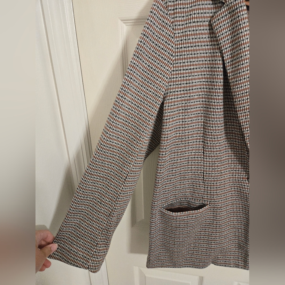 Nine West Women's Cream And Brown Houndstooth Polyester Blazer Size XL - Picture 4 of 8